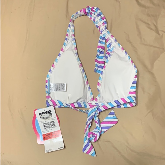 -NWT- Coco Rave Blue + Purple Striped Bikini Top - Picture 5 of 5